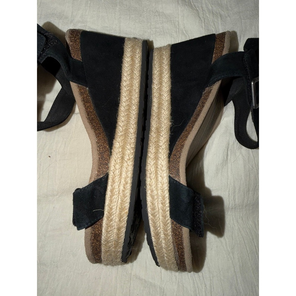Aetrex Sydney espadrilles wedge ankle strap black tan sandals 7.5 - 8 women's - Picture 8 of 10